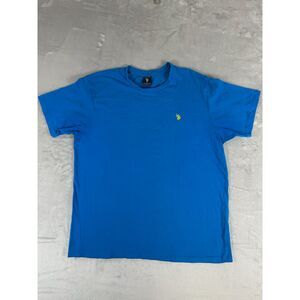 U.S. Polo Assn. Men's Blue T-Shirt Short Sleeve Crew Neck Yellow Logo Size L